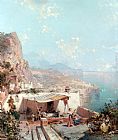 Franz Richard Unterberger Paintings - Amalfi, Golfe de Salerne by Franz Richard Unterberger